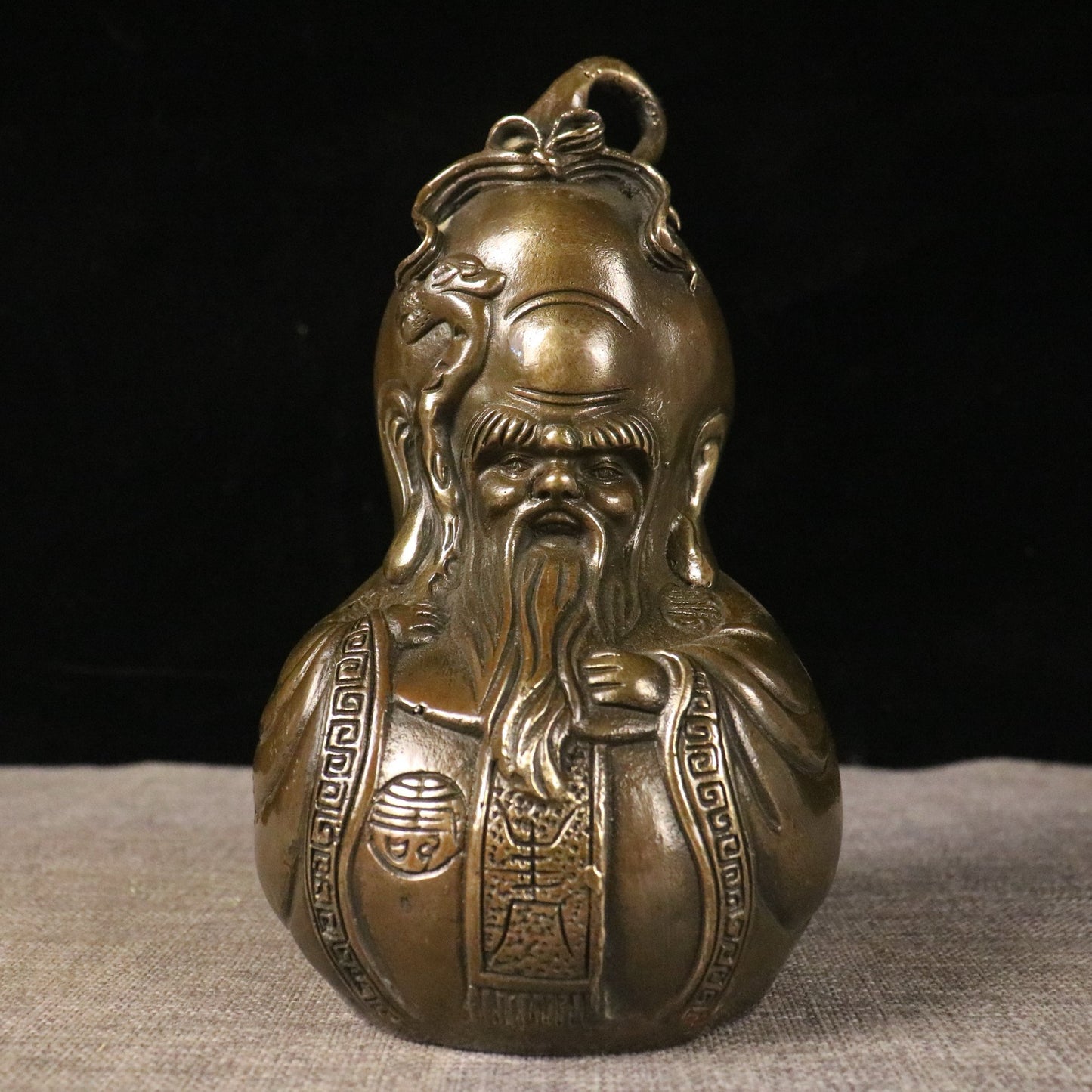 Chinese antique pure copper birthday gourd