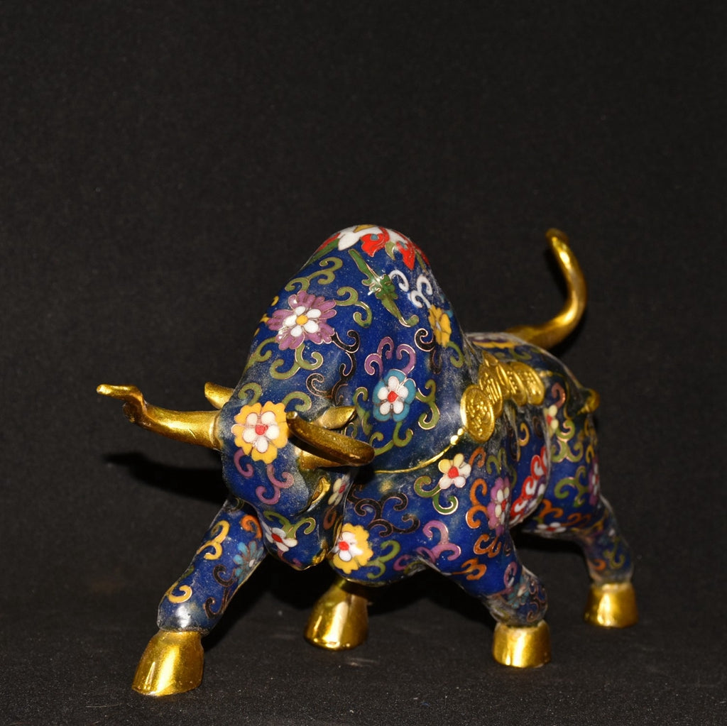 Pure copper cloisonn é filigree gold cow ornament