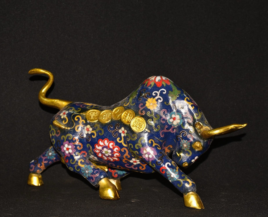 Pure copper cloisonn é filigree gold cow ornament