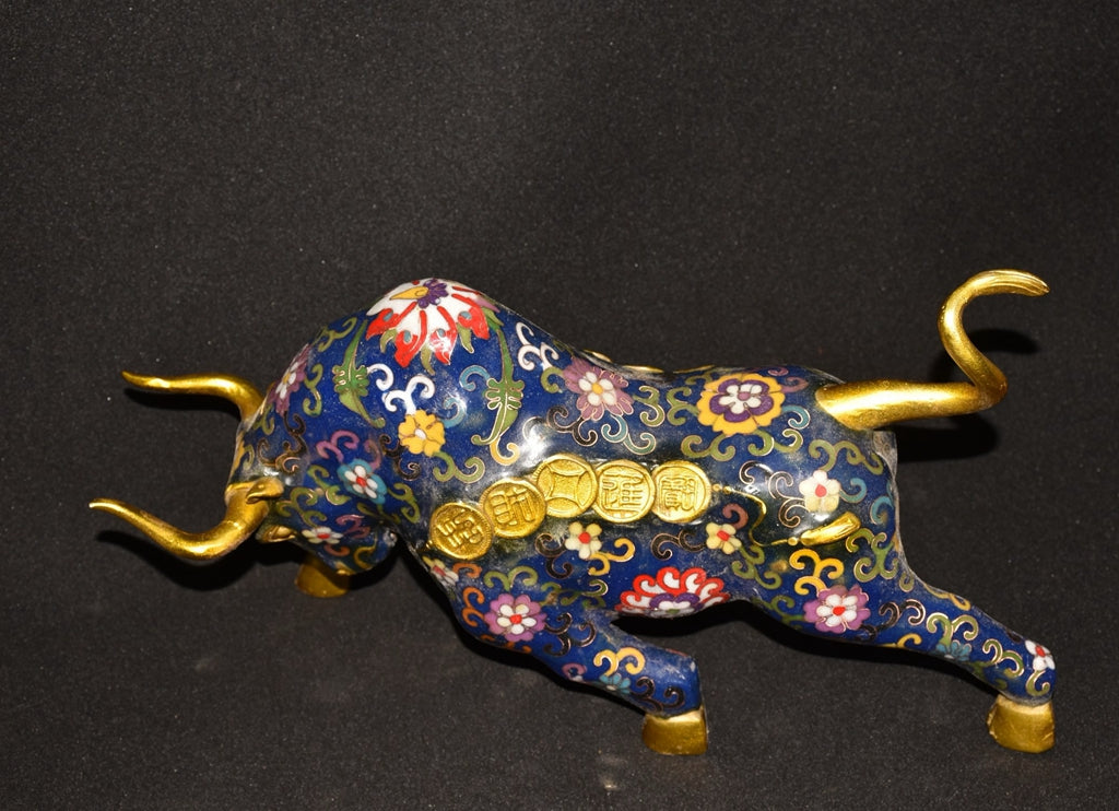 Pure copper cloisonn é filigree gold cow ornament