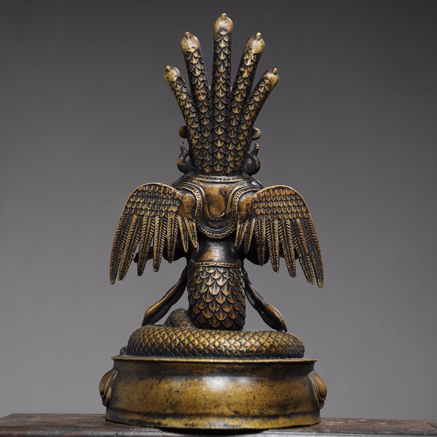 Chinese antique pure copper statue of Dragon Tree Bodhisattva