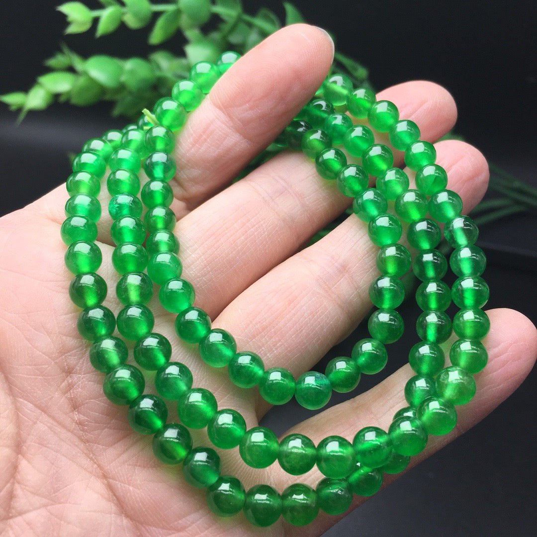 108 Chinese antique ice green round beads