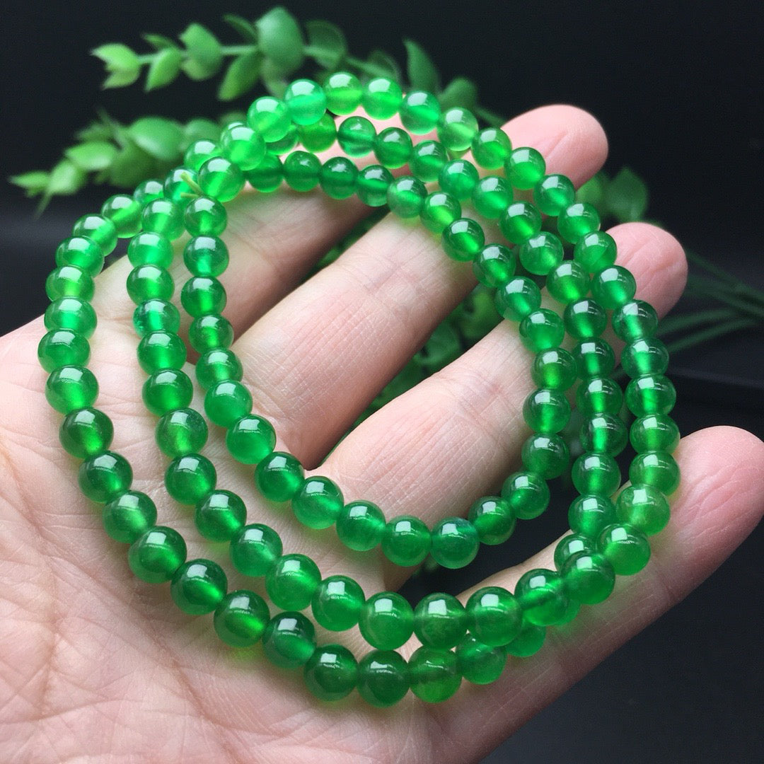 108 Chinese antique ice green round beads