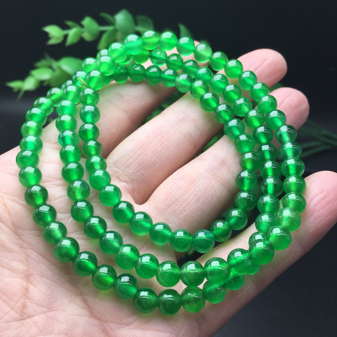 108 Chinese antique ice green round beads