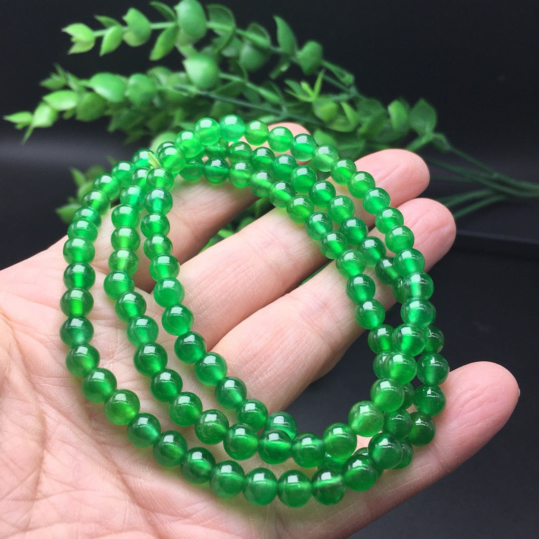 108 Chinese antique ice green round beads