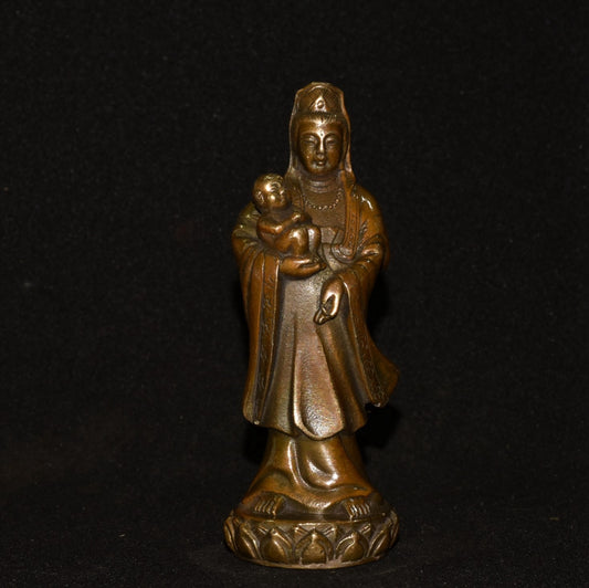 Pure copper imitation purple copper gift Guanyin Buddha ornament