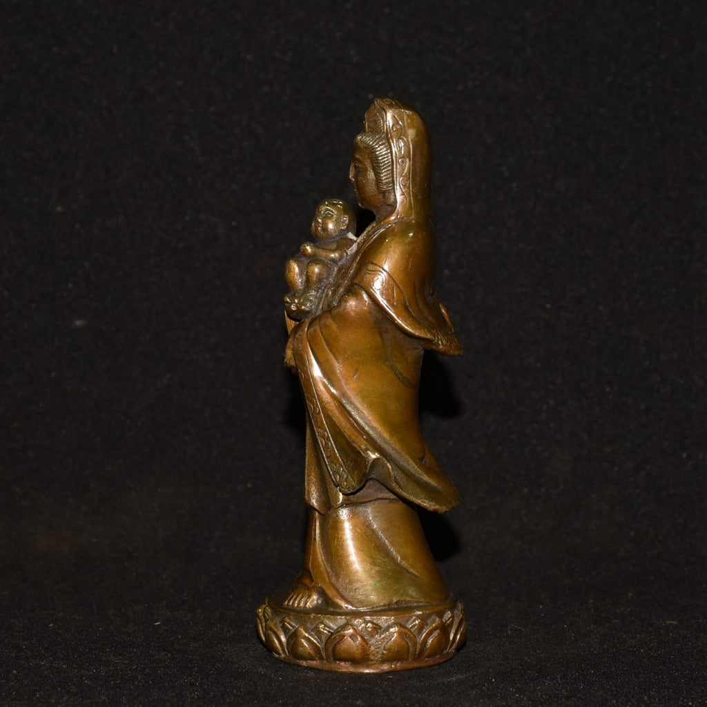 Pure copper imitation purple copper gift Guanyin Buddha ornament