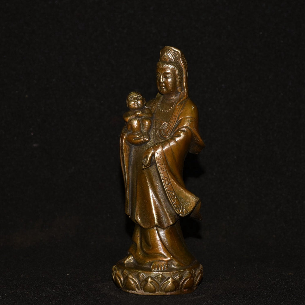 Pure copper imitation purple copper gift Guanyin Buddha ornament