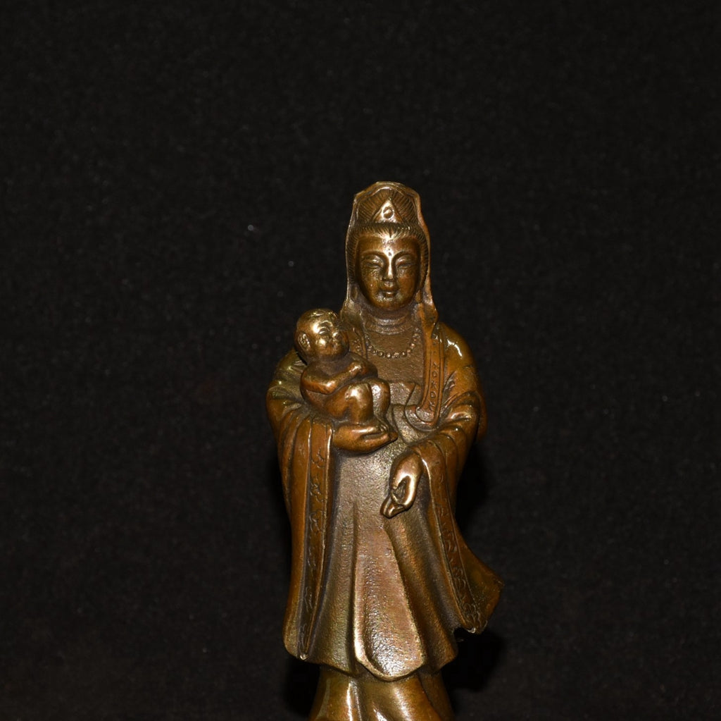 Pure copper imitation purple copper gift Guanyin Buddha ornament