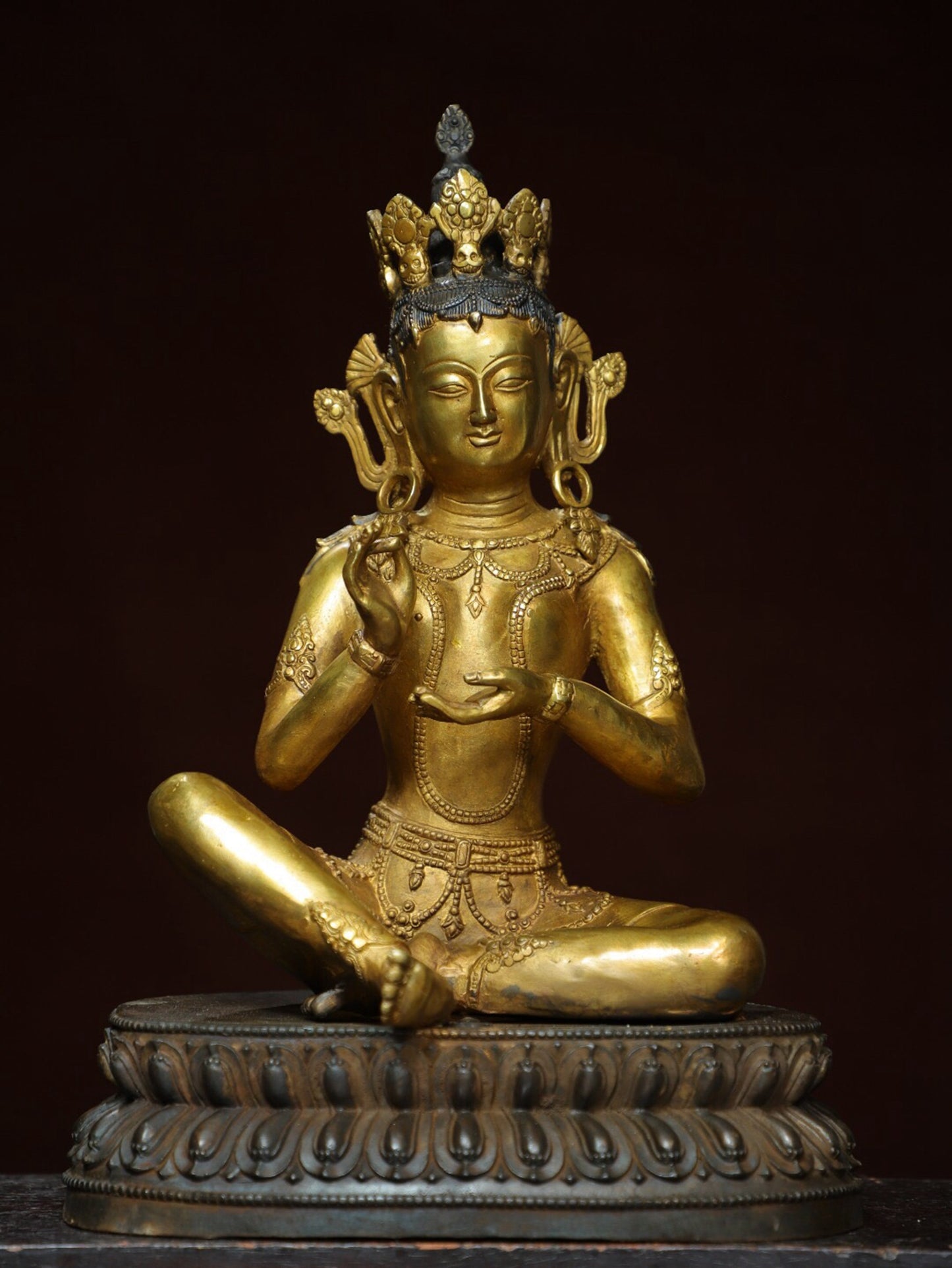 Chinese antique pure copper [Green Tara] Buddha statue