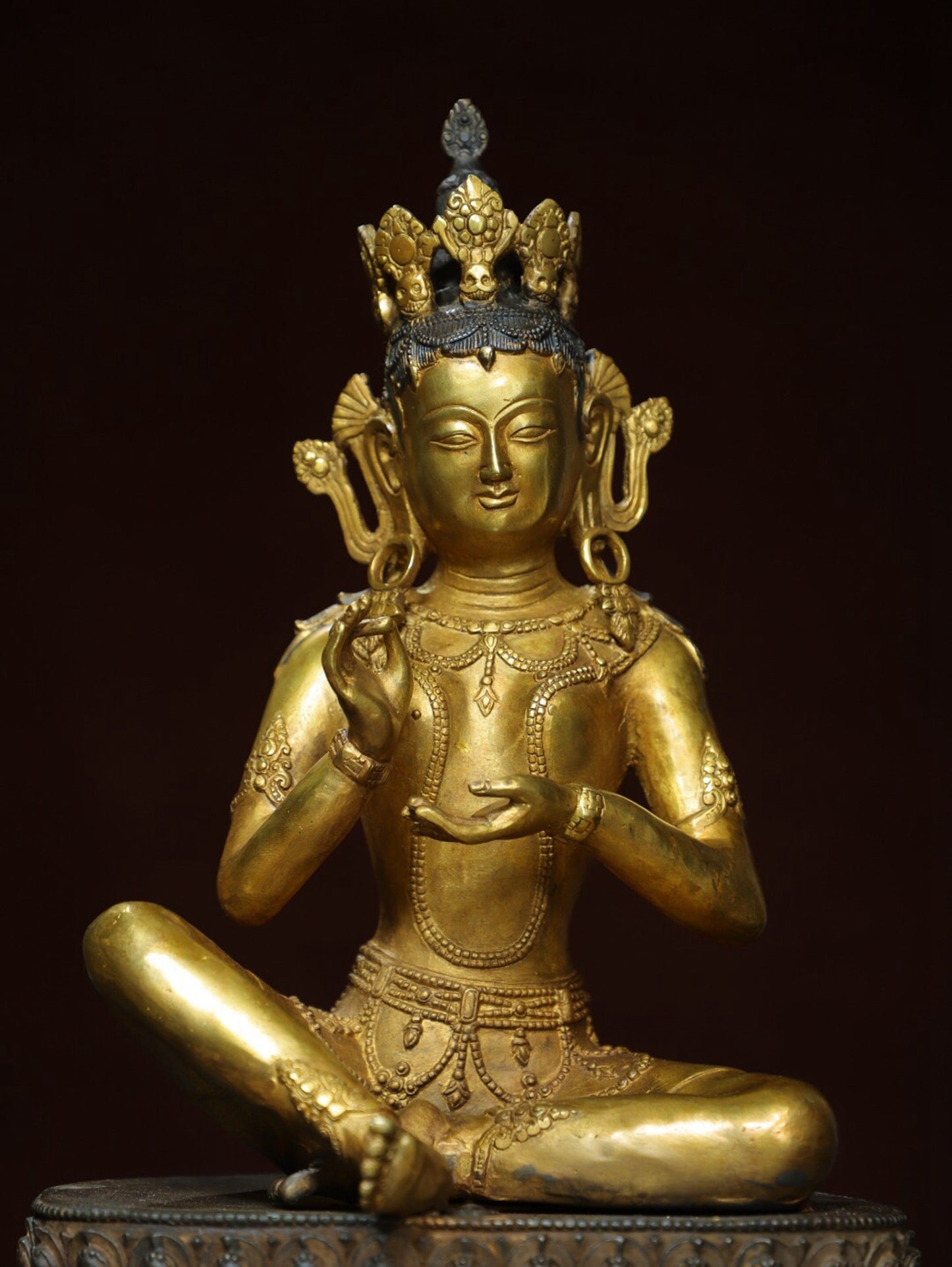 Chinese antique pure copper [Green Tara] Buddha statue