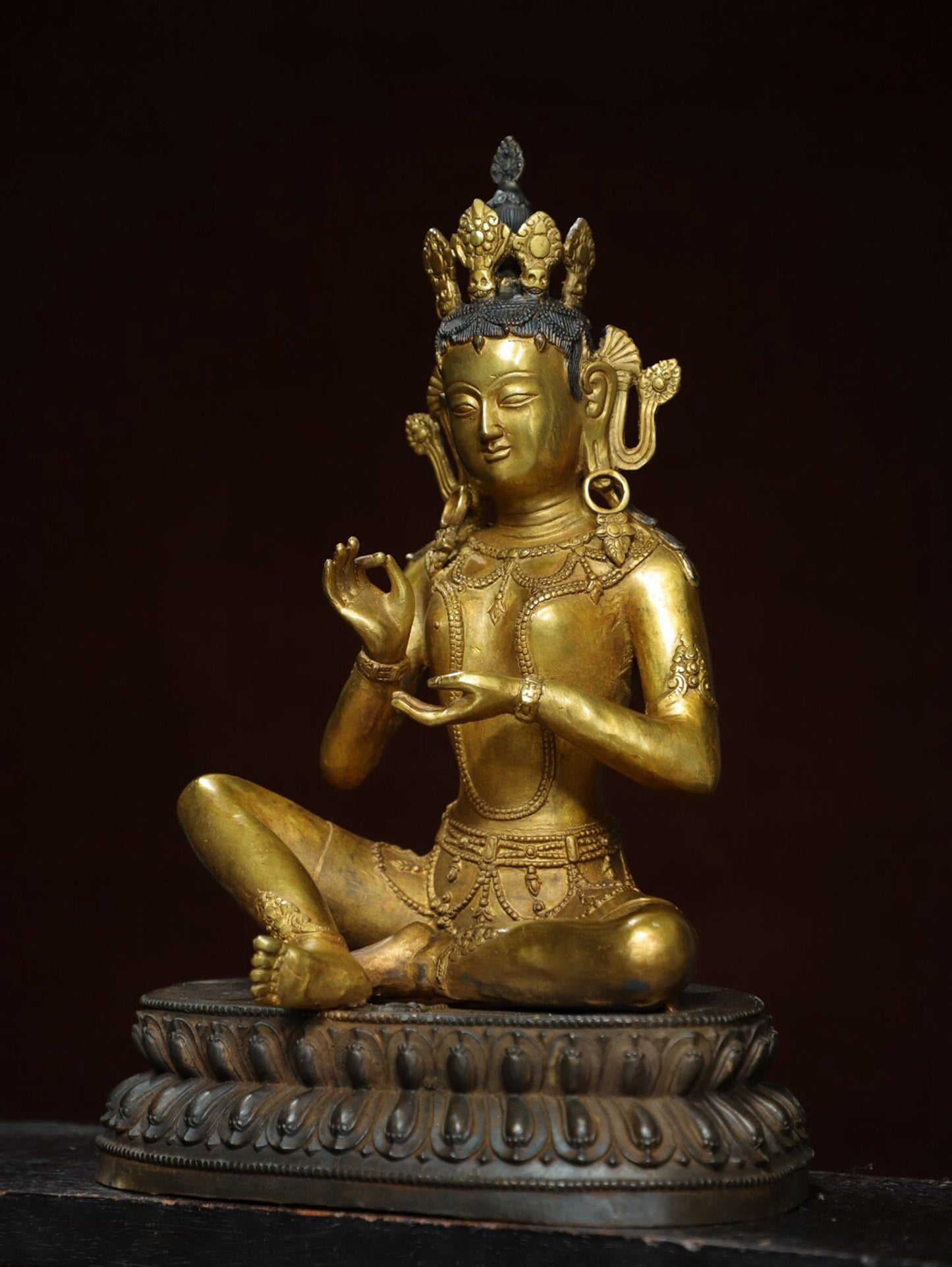 Chinese antique pure copper [Green Tara] Buddha statue