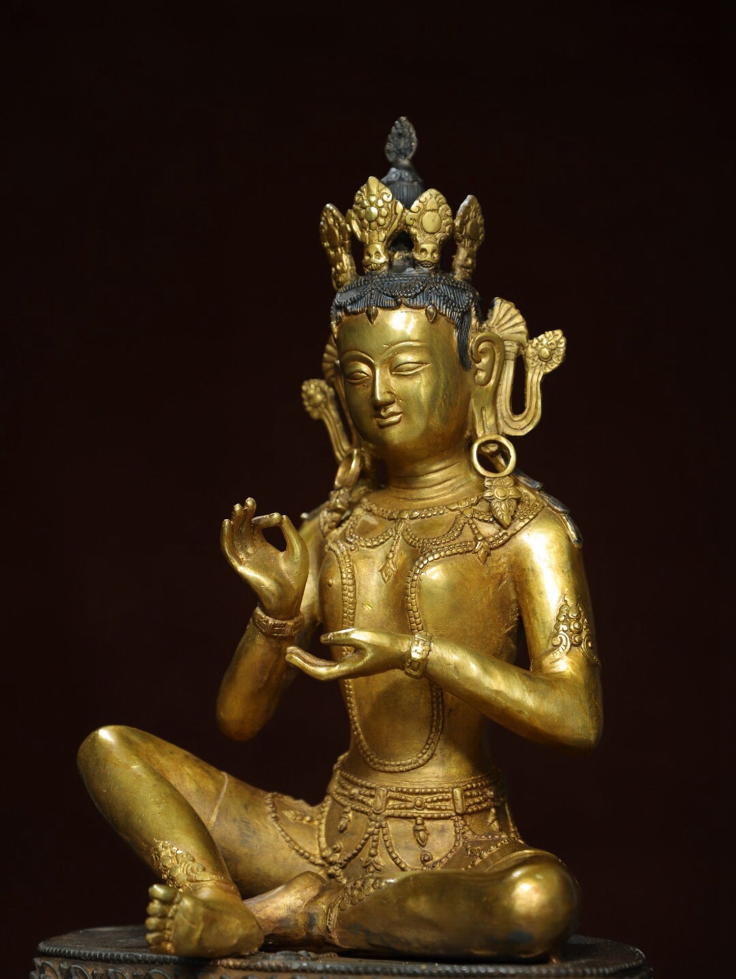 Chinese antique pure copper [Green Tara] Buddha statue
