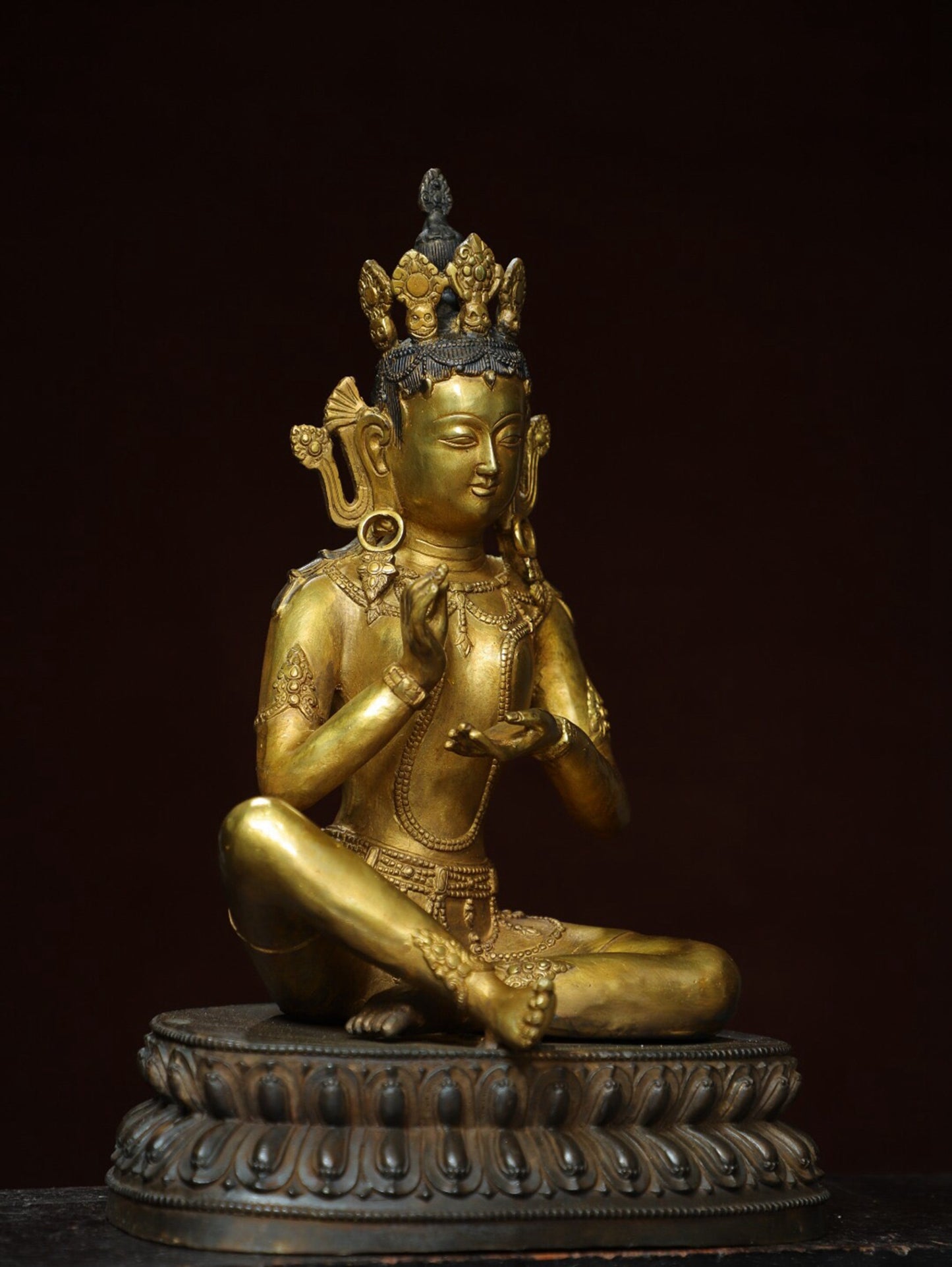 Chinese antique pure copper [Green Tara] Buddha statue