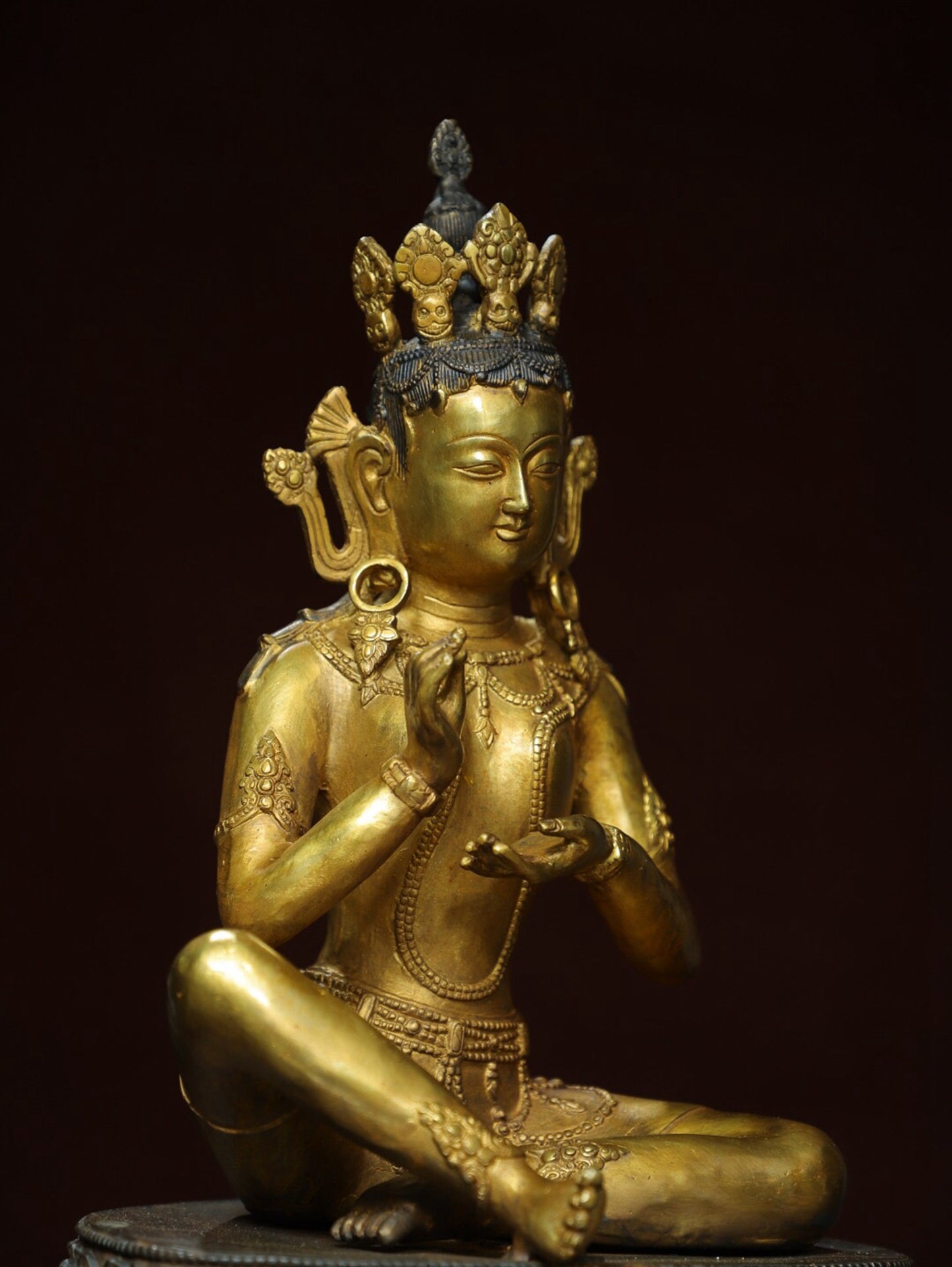 Chinese antique pure copper [Green Tara] Buddha statue