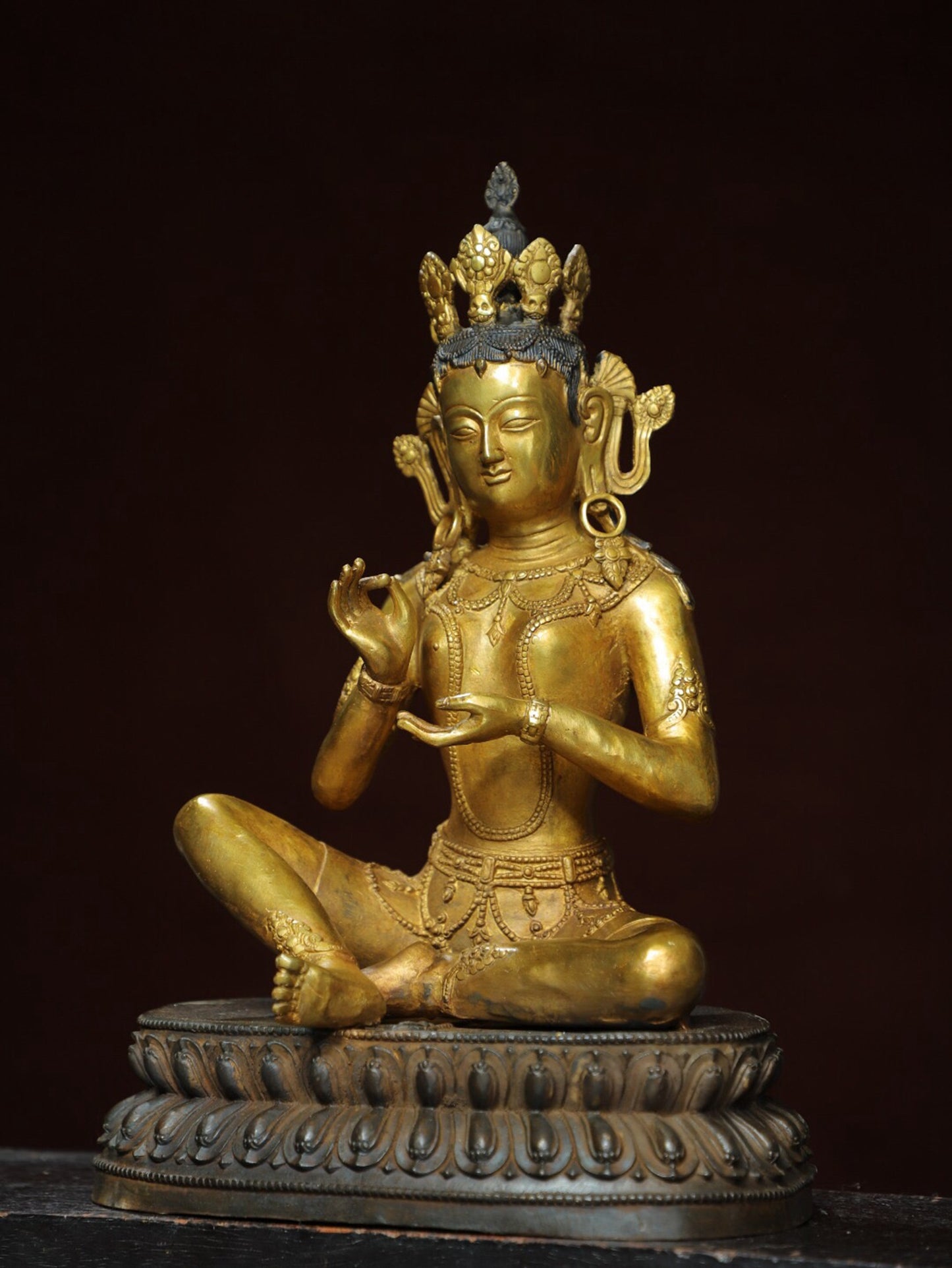 Chinese antique pure copper [Green Tara] Buddha statue