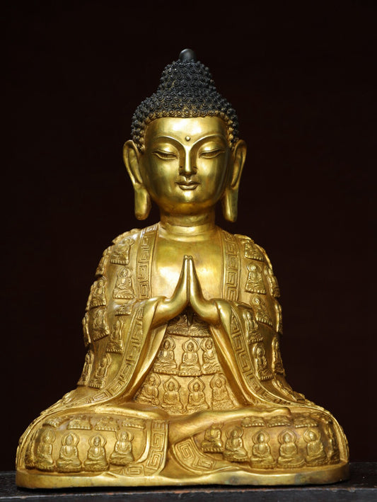 Chinese antique pure copper statue of Shakyamuni Buddha