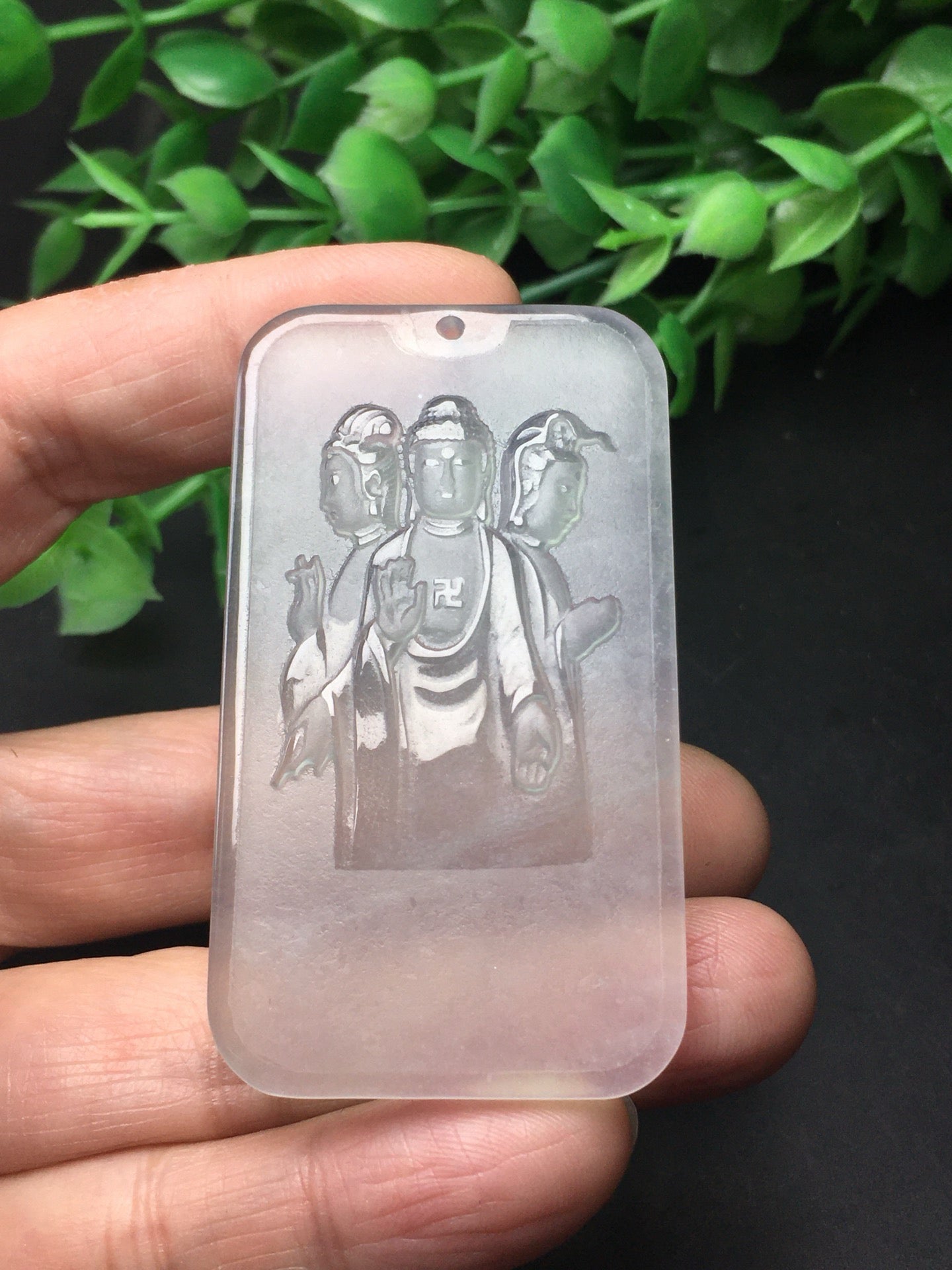 Chinese Antique White Ice Exquisite Matte "Three Saints of the West"