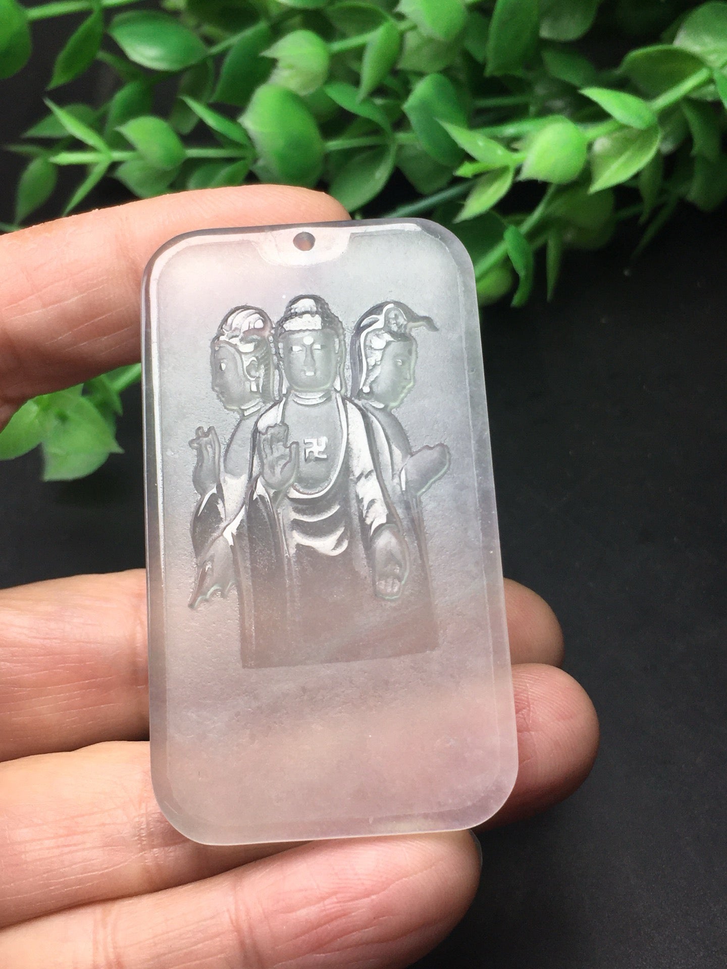 Chinese Antique White Ice Exquisite Matte "Three Saints of the West"