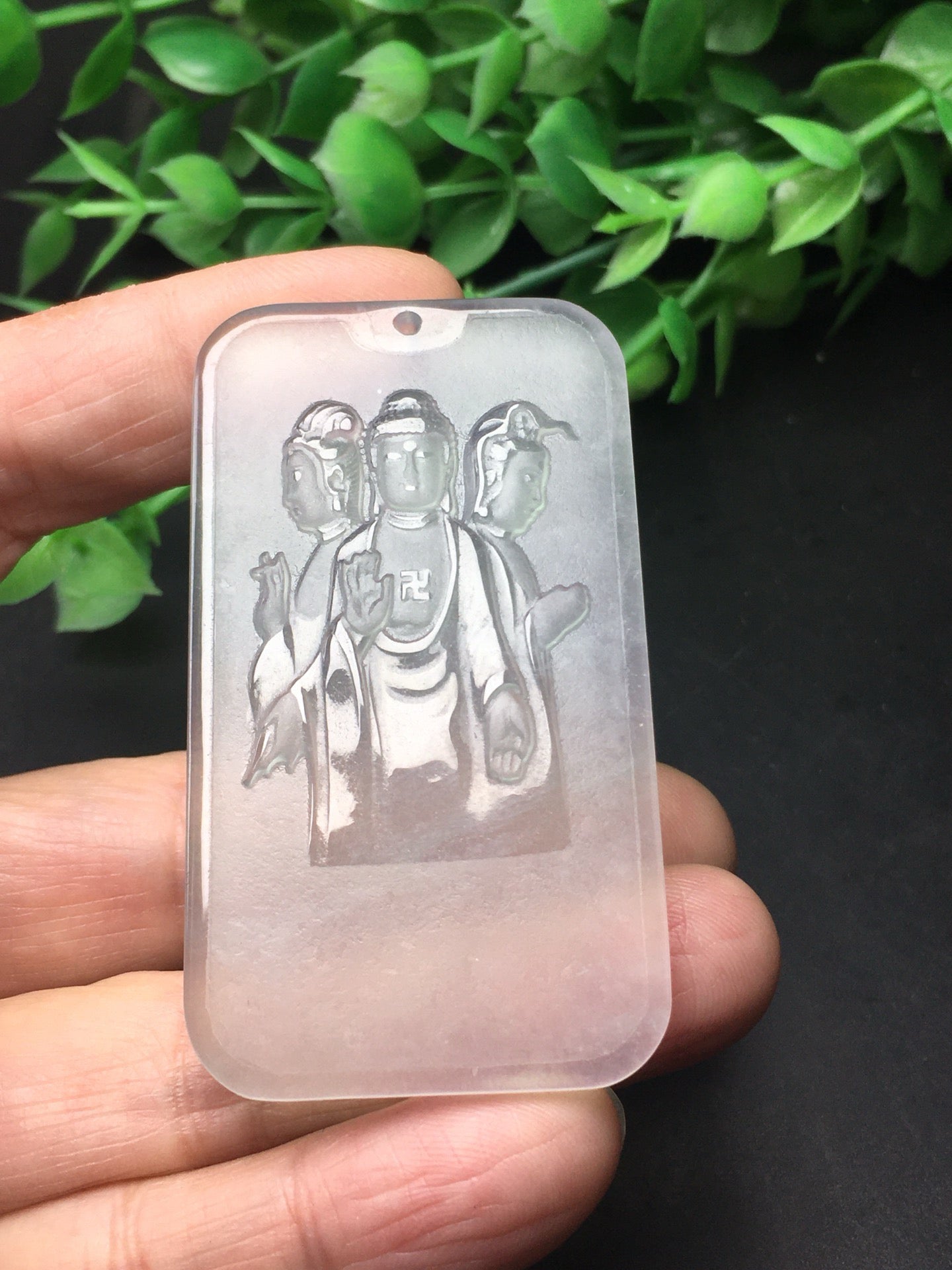 Chinese Antique White Ice Exquisite Matte "Three Saints of the West"