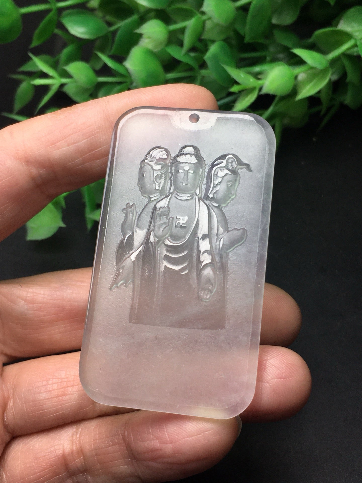 Chinese Antique White Ice Exquisite Matte "Three Saints of the West"