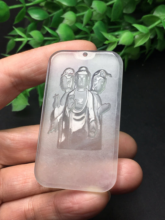 Chinese Antique White Ice Exquisite Matte "Three Saints of the West"