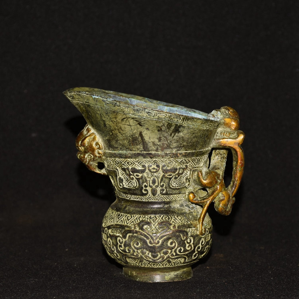 Pure copper imitation bronze dragon beast wine cup