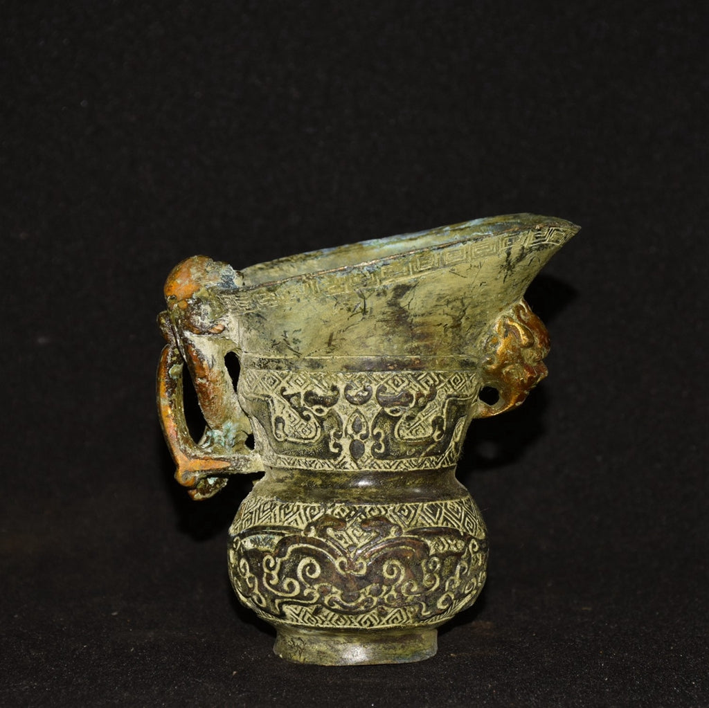 Pure copper imitation bronze dragon beast wine cup