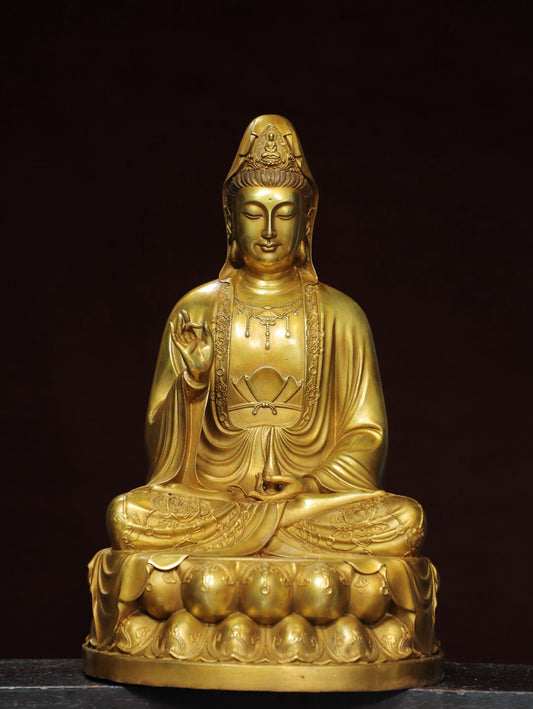 Chinese antique pure copper statue of Guanyin Buddha
