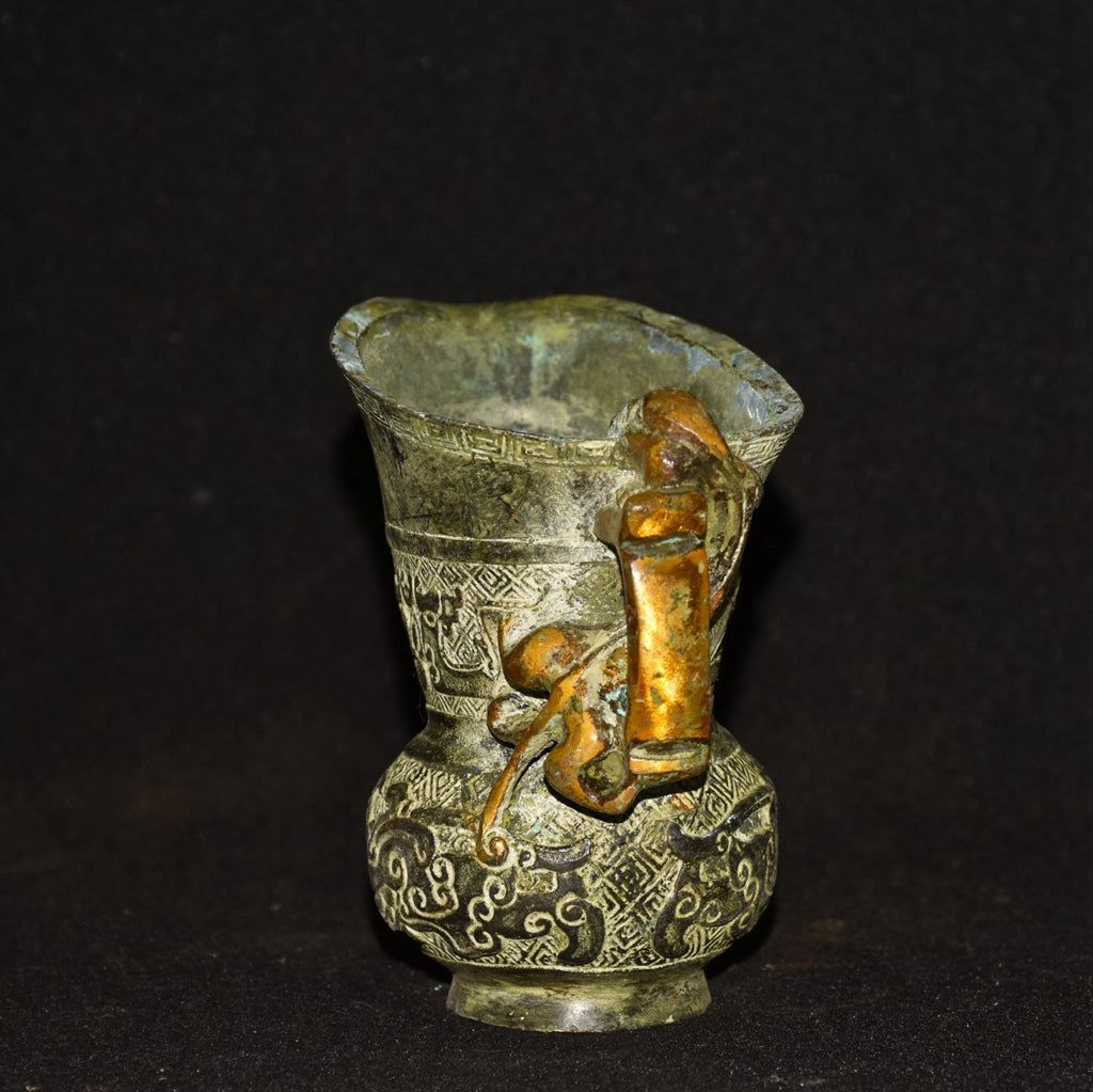 Pure copper imitation bronze dragon beast wine cup