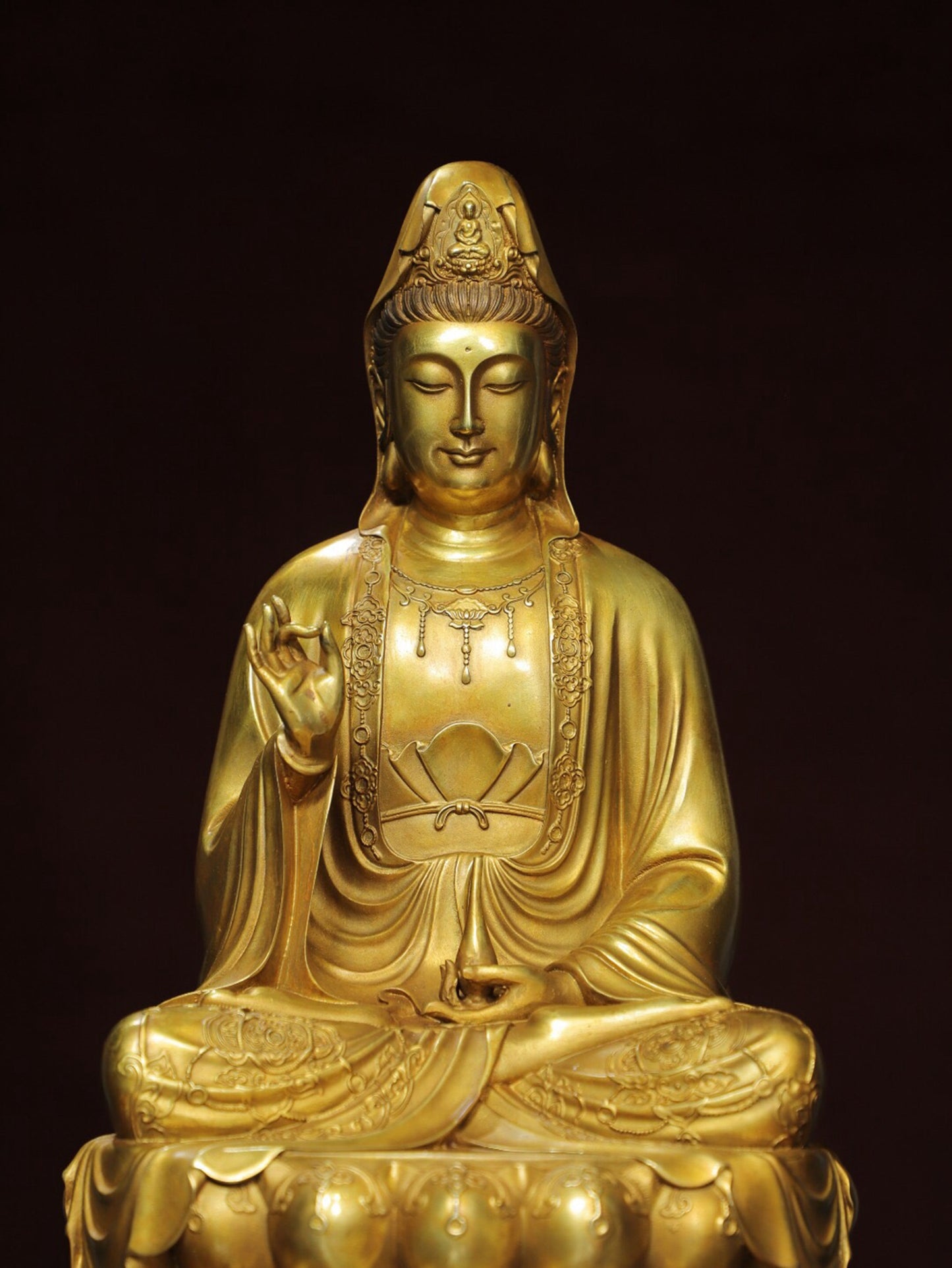 Chinese antique pure copper statue of Guanyin Buddha