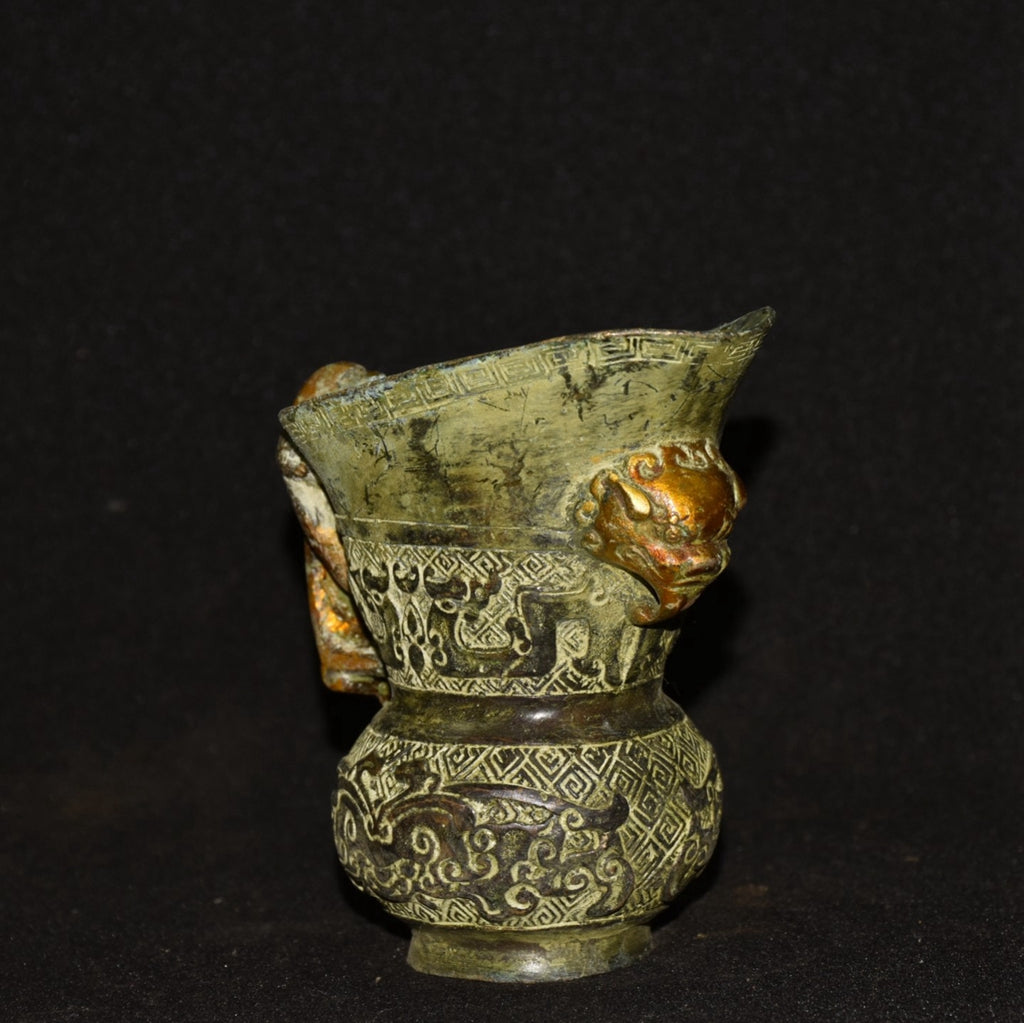 Pure copper imitation bronze dragon beast wine cup