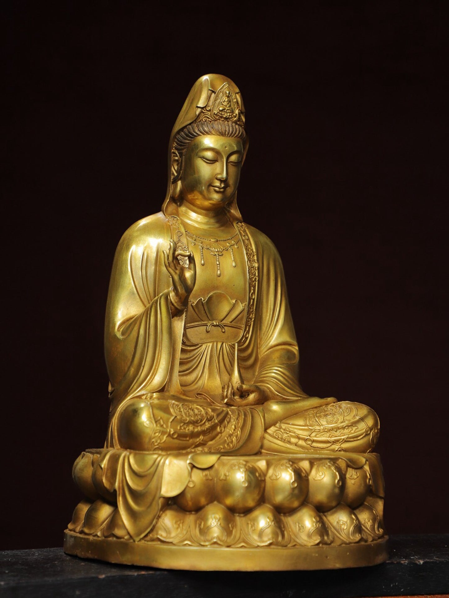 Chinese antique pure copper statue of Guanyin Buddha