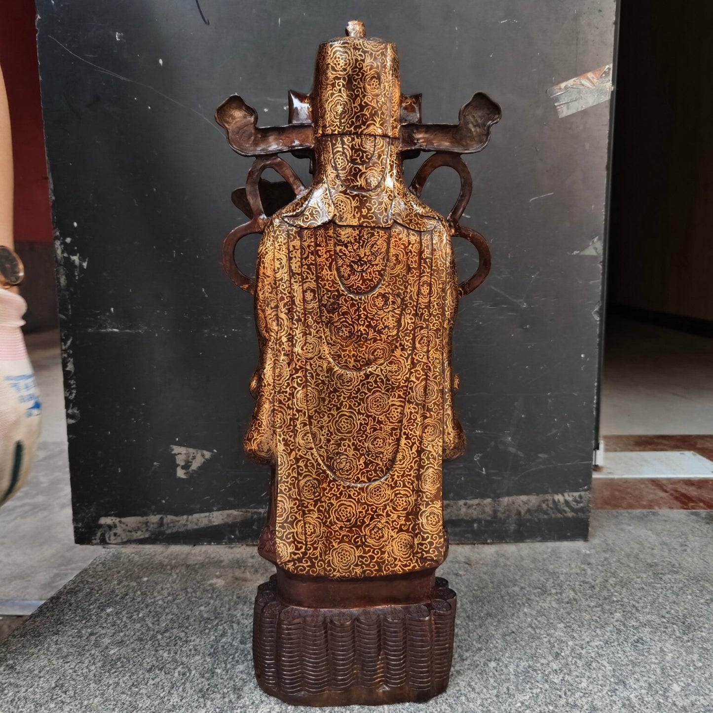Chinese Antique Pure Copper God of Wealth Standing Statue