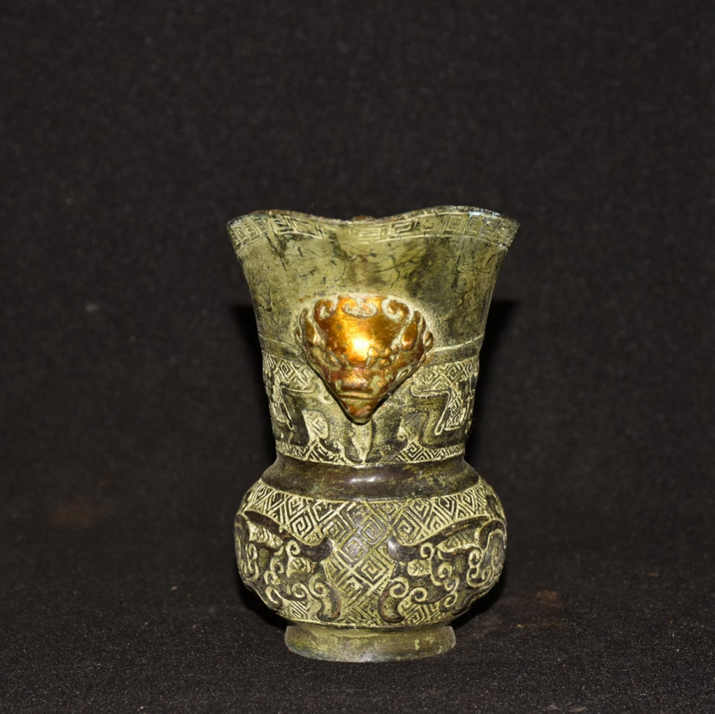 Pure copper imitation bronze dragon beast wine cup