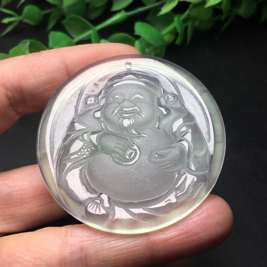 Chinese Antique Ice Float Flower Precision Frosted God of Wealth Brand