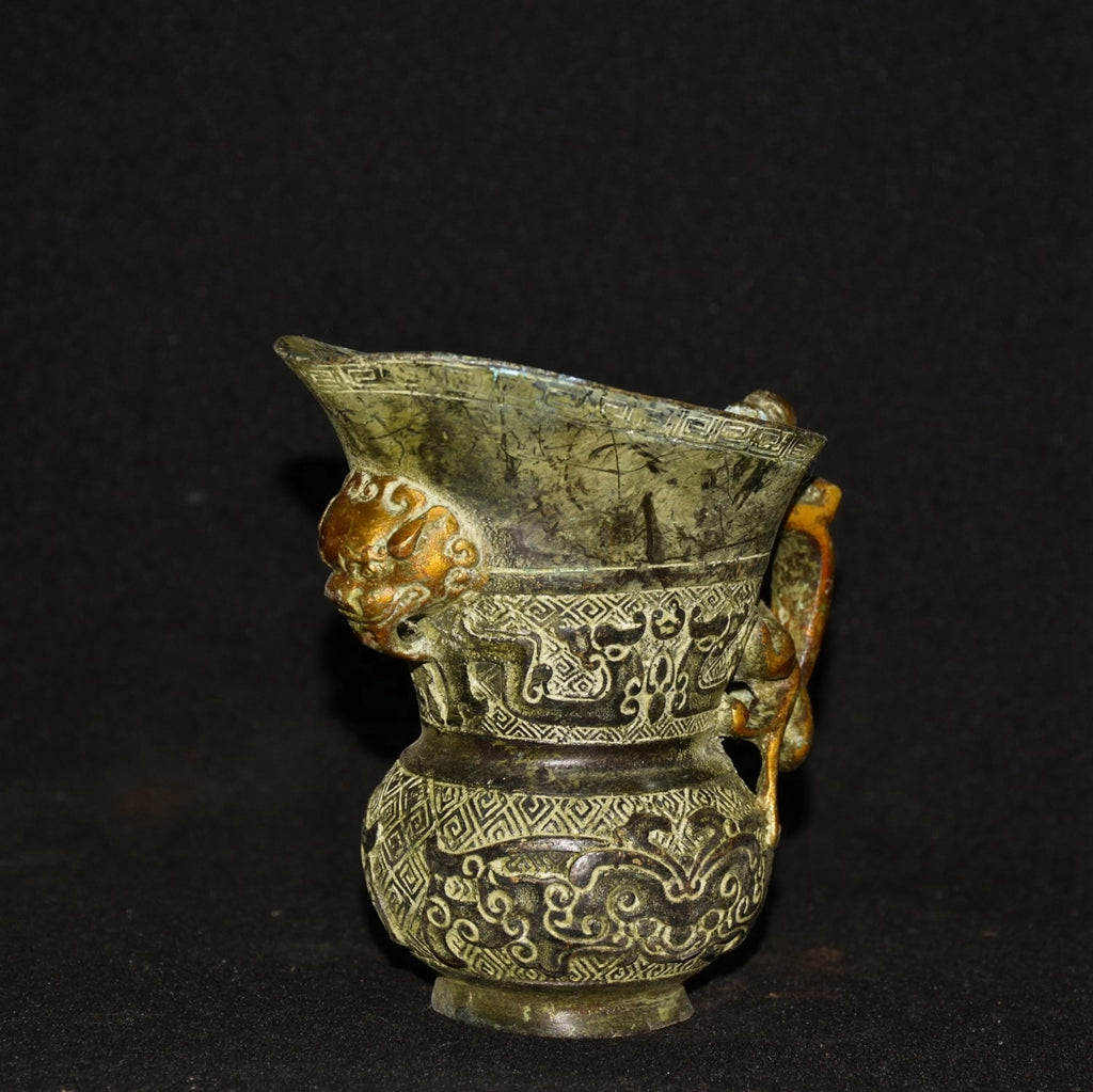 Pure copper imitation bronze dragon beast wine cup