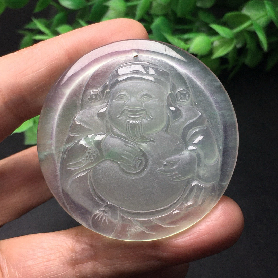 Chinese Antique Ice Float Flower Precision Frosted God of Wealth Brand