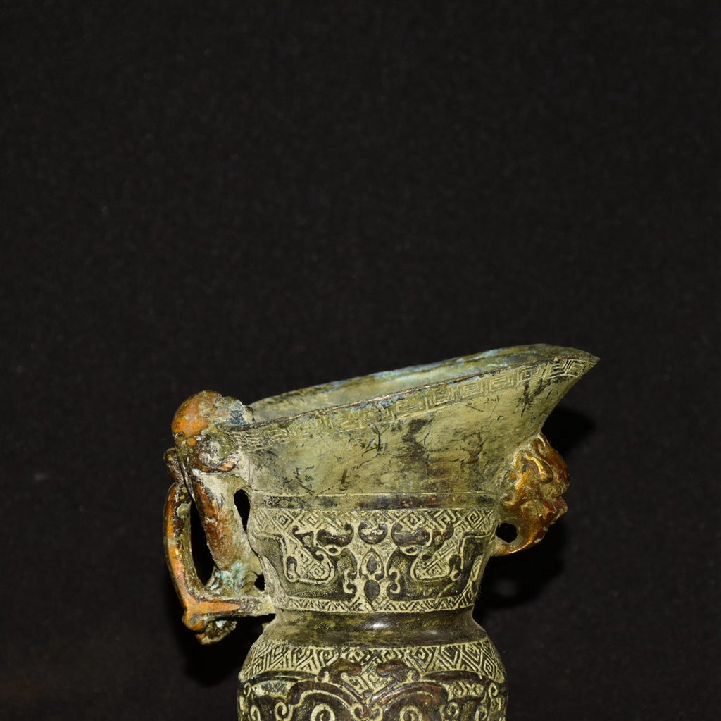 Pure copper imitation bronze dragon beast wine cup