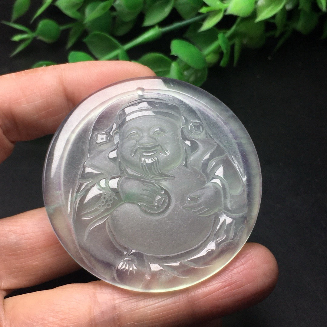 Chinese Antique Ice Float Flower Precision Frosted God of Wealth Brand