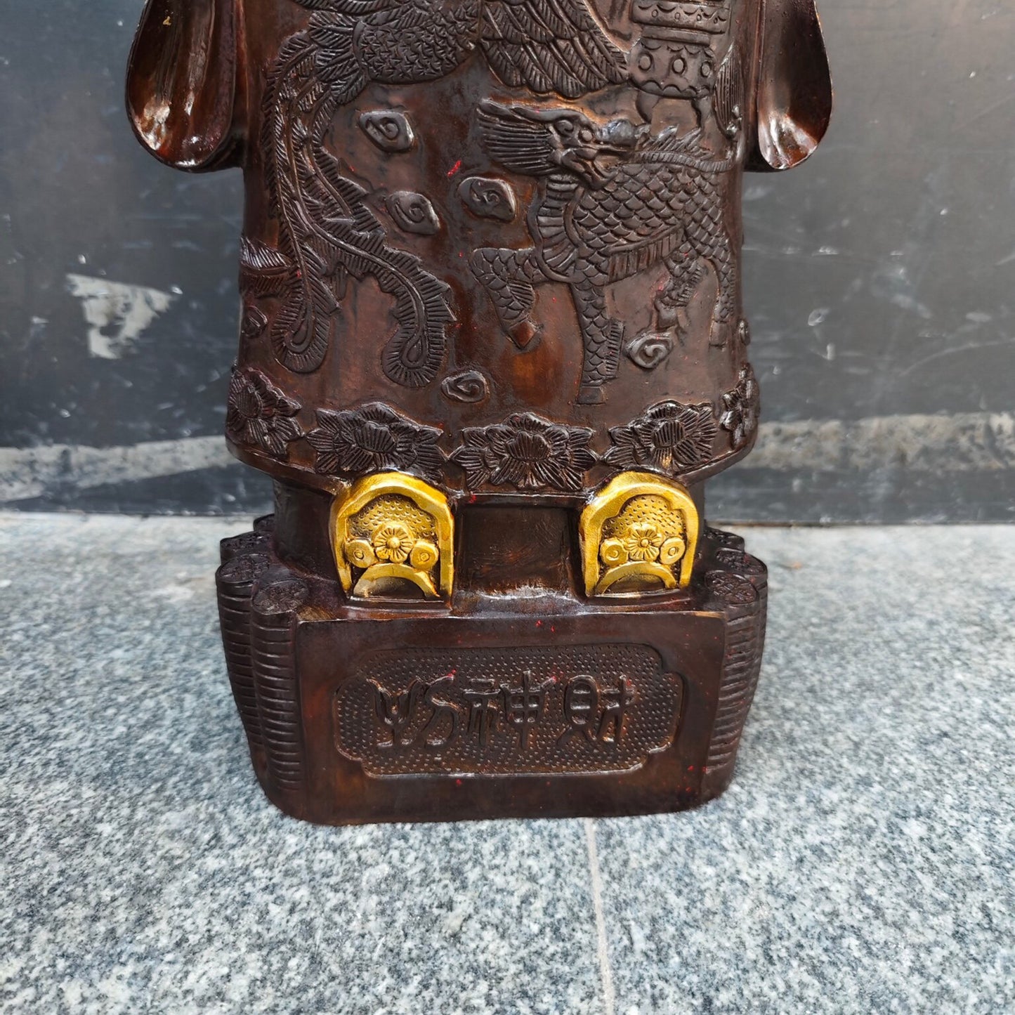 Chinese Antique Pure Copper God of Wealth Standing Statue