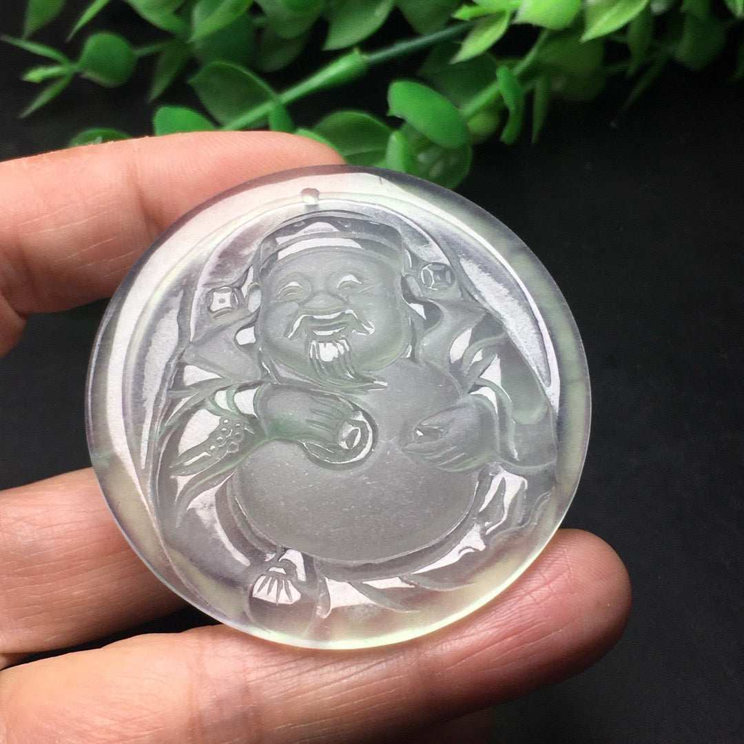 Chinese Antique Ice Float Flower Precision Frosted God of Wealth Brand