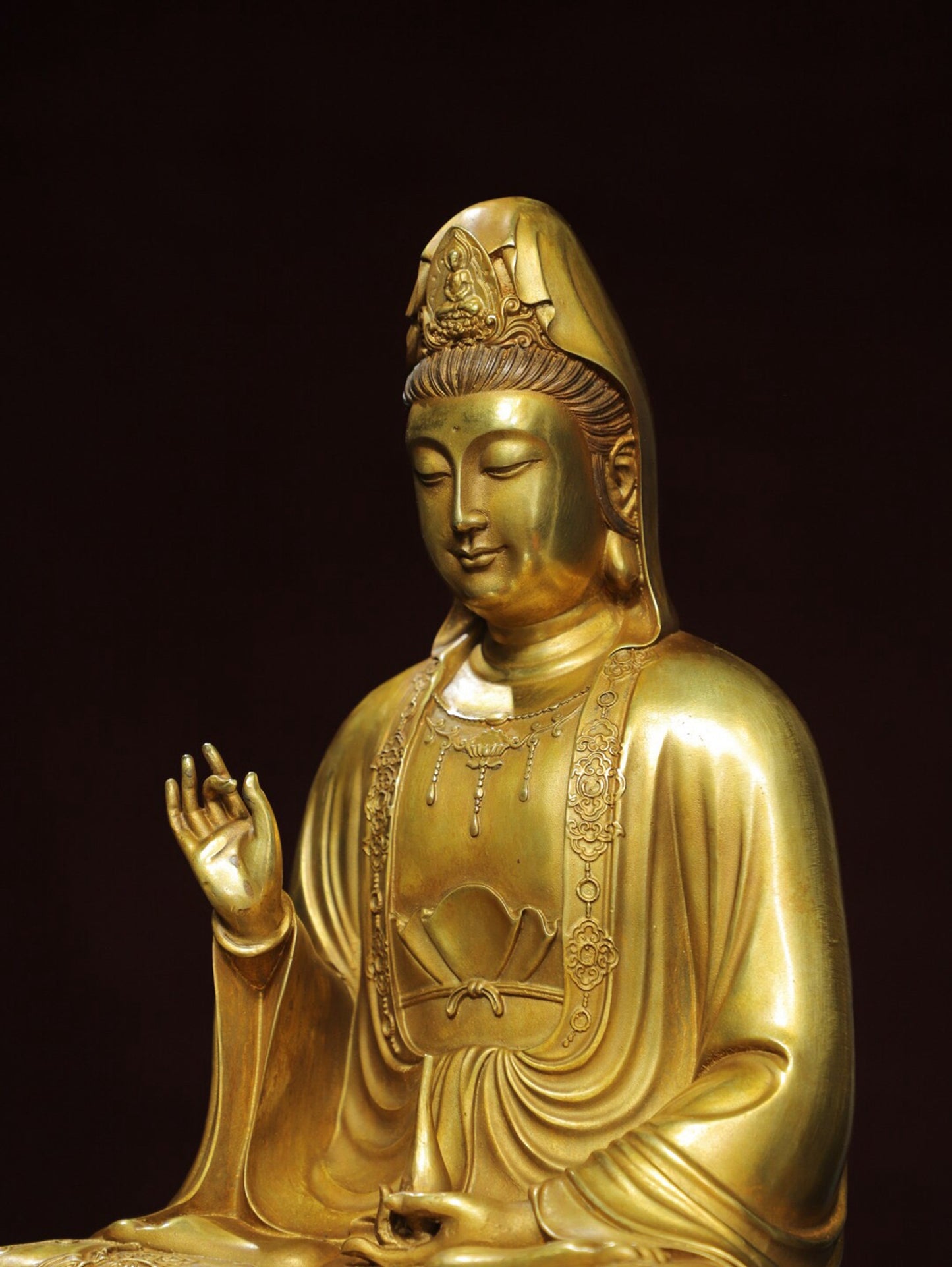 Chinese antique pure copper statue of Guanyin Buddha