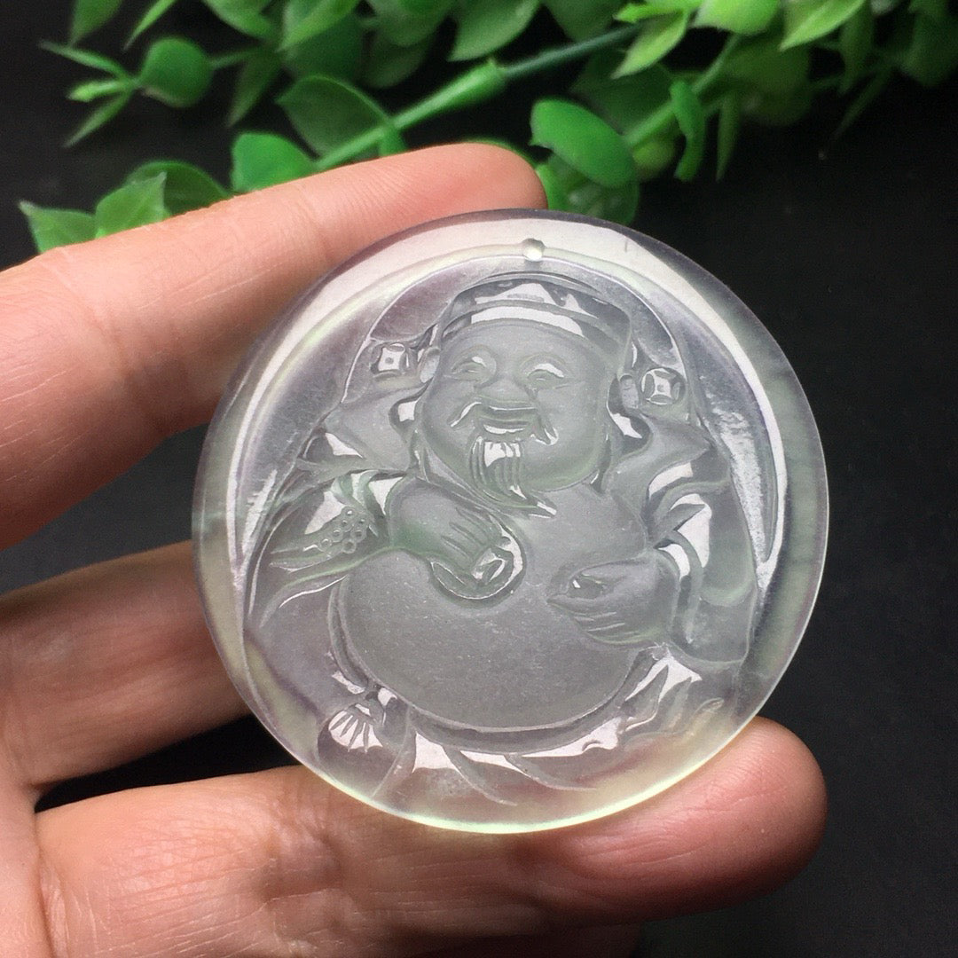Chinese Antique Ice Float Flower Precision Frosted God of Wealth Brand