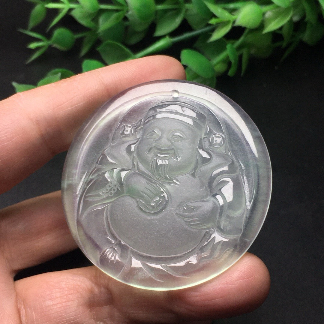 Chinese Antique Ice Float Flower Precision Frosted God of Wealth Brand