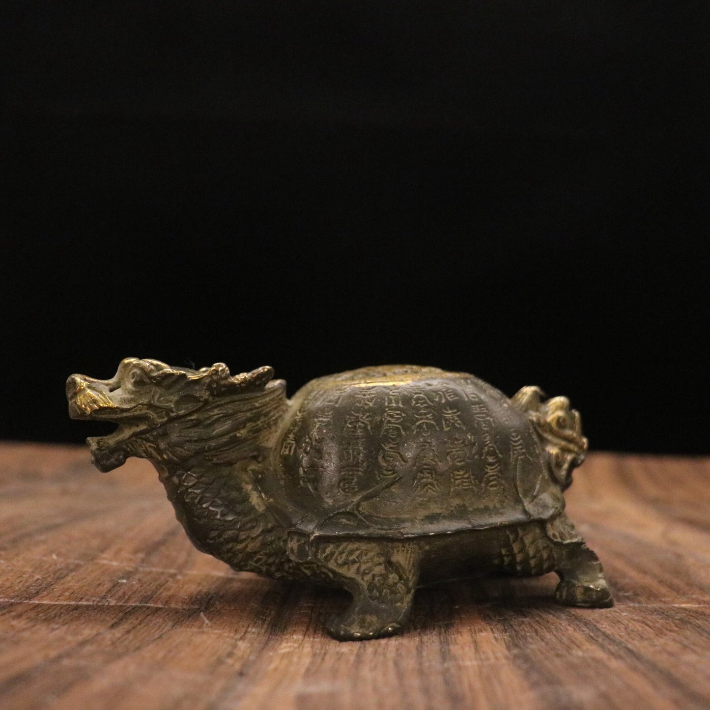 Chinese antique bronze longevity dragon turtle
