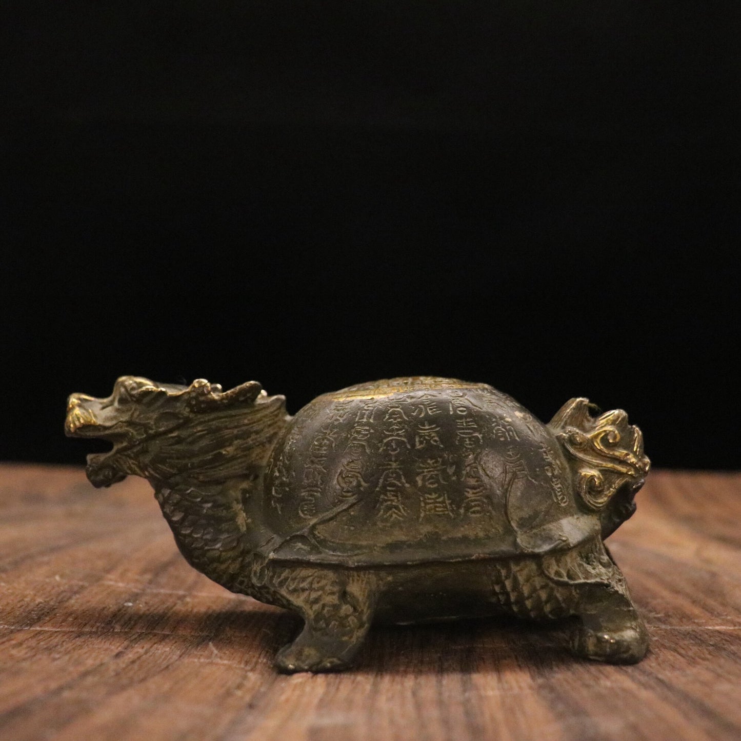 Chinese antique bronze longevity dragon turtle