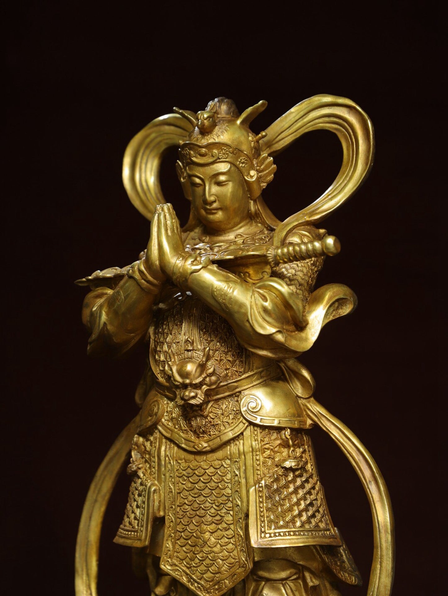 Chinese antique pure copper [Weituo] Buddha statue