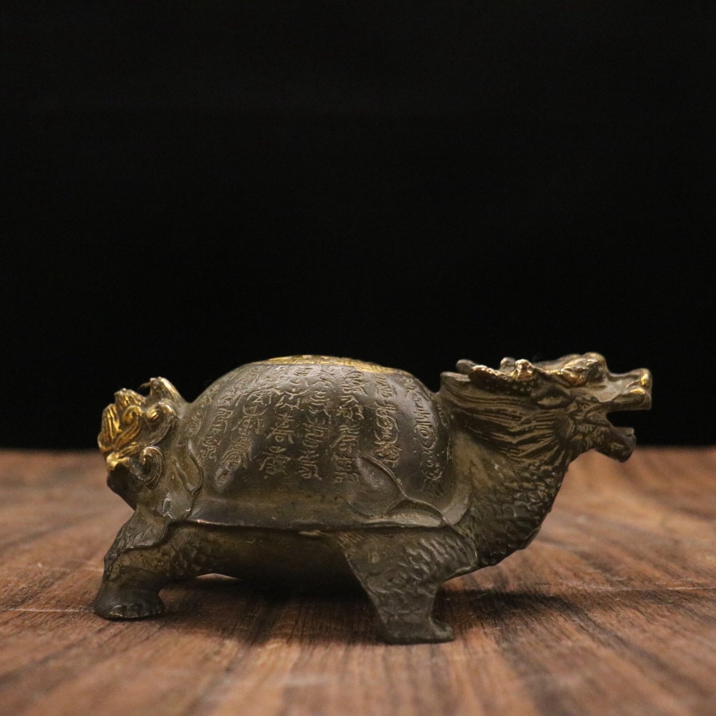 Chinese antique bronze longevity dragon turtle