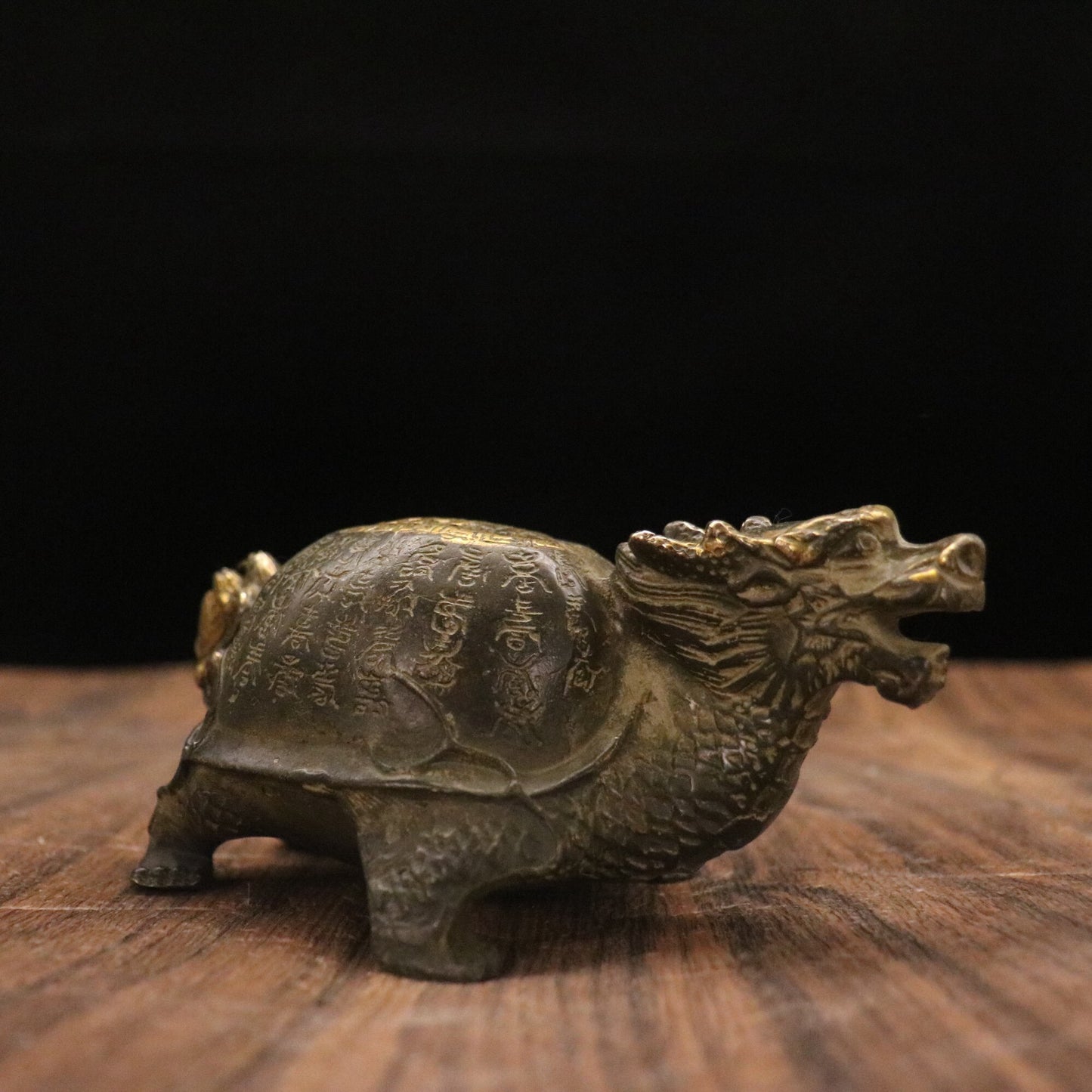 Chinese antique bronze longevity dragon turtle